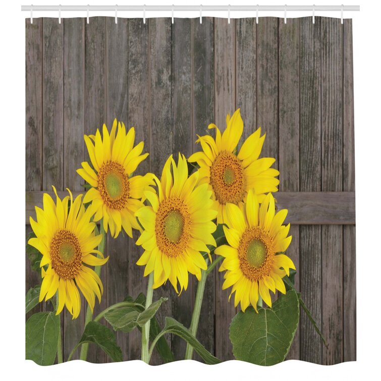 East Urban Home Sunflower Shower Curtain Set + Hooks & Reviews | Wayfair